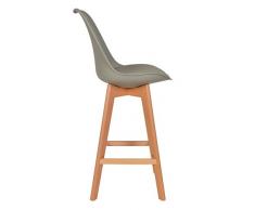 ts-ideen Chaise Design Classique des années 50 Retro Tabouret de bar cuisine Bistro Siège Salon Gris en bois