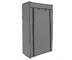 PrimeMatik - Armoire de Rangement et Chaussures en Tissu 60 x 30 x 110 cm Gris avec Porte Rouleau