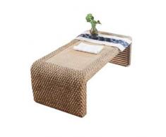 Table de rotin tatami table basse tapis table de sol Table de thé zen table de balcon simple table fenêtre tissée à la main (Color : Beige, Size : 60 * 45 * 30cm)
