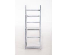 CLP Étagère escalier pliable YANA en bois, 3 grands espaces de rangement, usage possible dans plusieurs coins de la maison blanc/gris