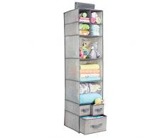mDesign rangement suspendu en tissu pour larmoire – meuble suspendu pour peluches, jouets et couches – étagère suspendue – 7 compartiments et 3 tiroirs – en polypropylène – gris