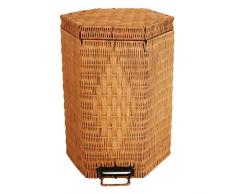 JIAJU Poubelle avec Poubelle avec Couvercle, rotin et Osier Poubelle Amovible pour Salle de Bain Poubelle pour la Maison et la Cuisine Sapplique sous Le Bureau Buffet sous, jaune3L