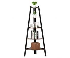 Homfa Étagère dangle Vintage Bibliothèque dangle à 5 Niveaux Étagère de Rangement 48×48×160cm en Bois et Fer