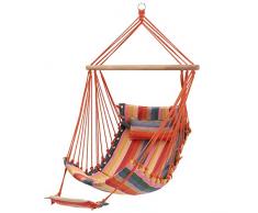 SONGMICS Chaise Hamac Fauteuil Suspendu avec Oreiller et Repose-Pieds, Chaise Suspendue avec Coussin XL, 70 x 120 cm, Charge Max 200kg, Intérieur et Extérieur, Couleur Arc-en-Ciel GDC46C