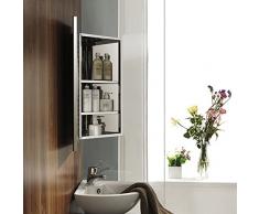 mecor Armoire Miroir de Salle de Bains Mural avec 3 Étagères en Acier Inoxydable D'angle