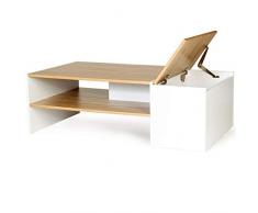 IDMarket - Table Basse Bar Bois et Blanc IZIA contemporaine avec Coffre