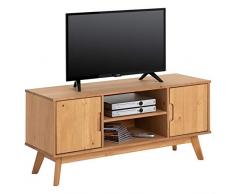 IDIMEX Meuble TV Tivoli Banc télé de 114 cm au Style scandinave Design Vintage Nordique avec 2 Portes et 2 niches, en pin Massif Finition cirée