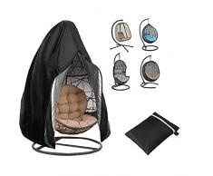 N/Y Patio Hanging Egg Chair Cover 210D Oxford Fabric Outdoor Rotin Wicker Swing Chair Waterproof Anti-Dust Cover with Zipper Buckle & Drawstring 190x115cm