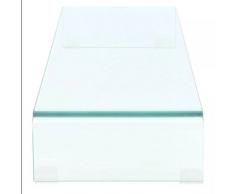 Vislone Meuble TV/pour Moniteur 100 x 30 x 13 cm Verre Transparent pour Télévision