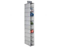 mDesign étagère suspendue – rangement suspendu – meuble suspendu en tissu – polyvalent – 10 compartiments – en polypropylène – gris