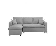 BHDesign Sasha - Canapé dangle Convertible réversible 4 Places - Tissu - Gris Clair