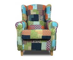 Suenoszzz-Especialistas del descanso Fauteuil à oreilles avec revêtement en tissu patchwork Idéal pour l’allaitement102 x 76 x 74 cm