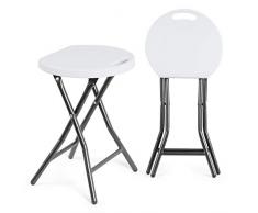 RFIVER Chaise Pliant Salon et Bureau Métal Léger et Tabouret Pliant en Plastique Capacité 136kg Lot de 2 Blanc CH1003