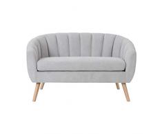 Zons Gris Clair ASMA canapé 2-3 Places en Suédine Style scandinave avec Pieds en Bois