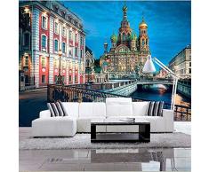 BIZI O Stickers muraux Papier Peint Muraux 3D Italie Milan Rue Arcade Ville Place Ville Canapé TV Mur Chambre Restaurant Art Decal Mural,200 * 140cm