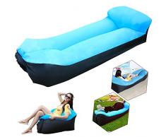 Gcroet Canapé Gonflable Hamac Portable Canapé Air Canapé Paresseux Canapé Gonflable Chaise Longue Camping Accessoires Plage Parc Arrière-Cour Bleu