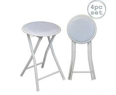 Harbour Housewares Tabouret Pliant Rond et Compact - Blanc x 4