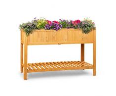 blumfeldt Altiplano Cubic - Potager surélevé, 150 x 100 x 50 cm (LxHxP), Bois de pin Massif, Grande Surface de Culture, Etagère intégrée, Montage Facile, Bois