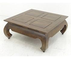 Nomadde Colonial - Table Basse Opium 83x83x35cm Plateau 80x80cm Hmong - Finition : Chêne Moyen - Hévéa