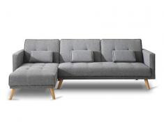Bobochic - SCANDINAVE - Canapé dangle réversible Convertible - 267x151x88cm - Gris Clair