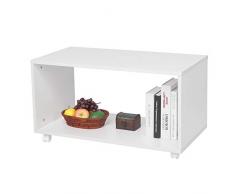 Table Basse sur Roulettes avec Etagère de Rangement Table de Salon Rectangulaire Table d’appoint Table à Thé avec Espace de Stockage Meuble de Salon en MDF Stable Montage Simple 80 x 40 x 43,7cm
