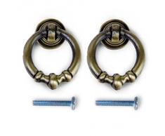 2pcs Poignées Tombantes Antiques avec Vis pour Tiroir Buffet Armoire - Laiton Antique