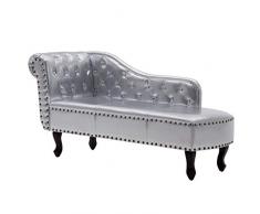 vidaXL Canapé méridienne Chesterfield capitonné Argent