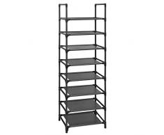SONGMICS Étagère à Chaussures à 8 Niveaux, Meuble de Rangement Polyvalent, Cadre en Fer, étagère en Tissu Non-tissé, pour 16-20 Paires, pour entrée, Salon, Chambre, 46 x 28 x 145 cm, Noir LSR24BK