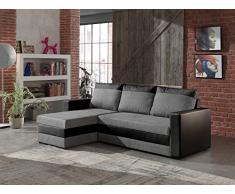Bestmobilier - Portland - Canapé dangle réversible Convertible Noir/Gris- 225x145x85cm