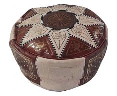 Pouf Marocain Pouf marocain en Cuir véritable Orientale Ethnique ameublement Repose-Pieds. mesure 45 cm de diamètre et environ 23 cm de hauteur.