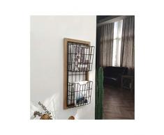 ZEZHOU Porte-revues, Fer forgé américain rétro Pays étagère Journal et Magazine Porte-revues décoration Murale (Noir)