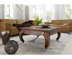 Table basse carrée 90x90cm - Bois massif d'acacia laqué - Inspiration Ethnique-Coloniale - OPIUM #614