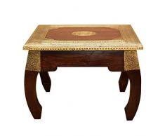 Table Opium Oriental A Moyen 46 x 46 cm Hauteur 34 cm en Bois Massif Sheesham avec incrustations en Laiton | Table Basse Vintage | Table Basse | Table Basse | Casa Moro MA5200