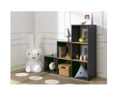 Alfred & Compagnie - BIBLIOTHEQUE 6 CASES ESCALIER ANTHRACITE 100x68x35