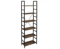 EUGAD Étagère bibliothèque étagère de Rangement en MDF et métal 60x28x180cm,Vintage 0011ZWJ