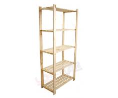 qtimber 10002102 Etagère de Rangement avec 5 Tablettes en Bois Pin Naturel Taille L 170x75x40 cm