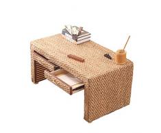 Table Basse en rotin, Table Basse rétro pour la Maison, Tatami Fait à la Main, Convient au Balcon, Salon de thé, Salon (80 × 55 × 50cm)