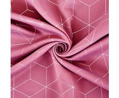 Deconovo Lot DE 2 Oeillets Rideaux Occultants Rose Pâle Isolant Thermique Motif Geometique Imprimés Argents pour Enfant Fille Rideaux Chambre Salon 117x183cm