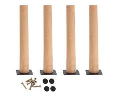 4x Pieds de Meubles en Bois Massif,Pieds de Table Hêtre,pour Table,Placard,Table Basse,Banc,Bibliothèque,Meuble TV,Jambe de Remplacement,avec Accessoires de Montage,Couleur Bois(40cm/15.7in)