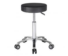 Tabouret roulettes professionnel réglable pour bar bureau clinique salon (noir)