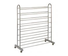 Wenko 50600100 WENKO 50600100 Étagère à chaussures Giant - 4 roulettes, pour 10 paires de chaussures, Métal peint par poudrage, 67-116 x 125.5 x 43 cm, Marron Métal 67.0x125.5x43.0 cm