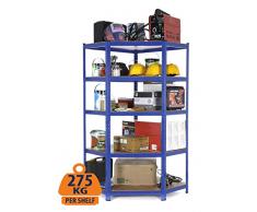 Racking Solutions - Système de stockage dangle en acier, charges lourdes, rayonnage/étagère coin (5 niveaux 1800mmH x 900mmL x 450mmP) capacité de charge totale 1375kg + Livraison Gratuite