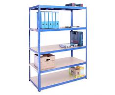 Etagère de rangement pour Garage, 180cm x 120cm x 60cm (Bleu) – 5 Étagère, Capacité de 875kg (175kg par Étagère) – très résistant, Charge lourde