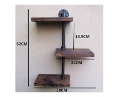 YANG Intashj Industriel Rustique Urbain en Fer Tuyau Étagère Murale 3 Niveaux De Planche De Bois Rayonnage Home Restaurant Bar Magasin Décor De Stockage
