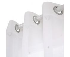 Deconovo Lot de 2 Rideaux voile polyester Voilages Pois pour Salon 140x245cm Blanc