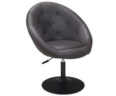Fauteuil de salon fauteuil club similicuir fauteuil cabriolet pivotant chaise de salle à manger réglable en hauteur sélection de couleur WY-509A, couleur:gris foncé, matière:tissu laspect du cuir
