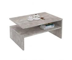 IDIMEX Table Basse Adelaide, Table de Salon rectangulaire avec Compartiment de Rangement Ouvert, en mélaminé décor béton