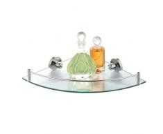 Axentia Étagère de Douche dAngle 25 x 5,7 x 25 cm - Étagère Murale pour Salle de Bain - Tablette de Coin en Verre avec Rail Chromé - Rangement pour Salle de Bain