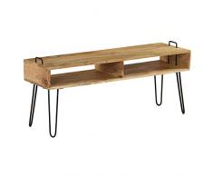 Festnight Meuble TV Banc TV de Salon Bois de Manguier Massif de Style Industriel 110 x 35 x 45 cm