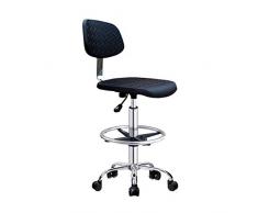 Siège De Travail Antistatique, Chaise De Laboratoire, Chaise Propre, Tissu De Mousse De PU, Atelier De Clinique À Dossier Haut, Tabouret De Poulie Hydraulique, Levage 45-60cm (Couleur : Noir)